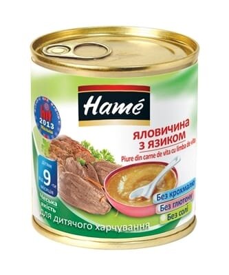 Пюре м'ясне Hame Яловичина з язиком, 100 г