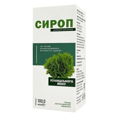 Ісландського моху К&Здоров'я сироп на основі концентрованого екстракту з цукром, 100 мл