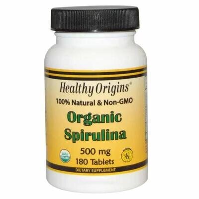 Спіруліна Healthy Origins Spirulina 500 мг, 180 таблеток