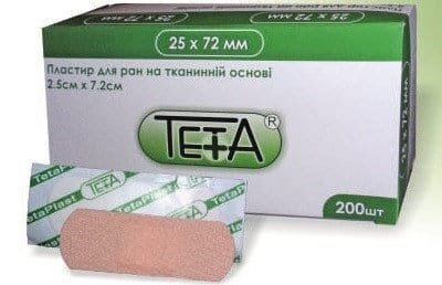 Пластир бактерицидний Teta на тканинній основі 2,5 см х 7,2 см, 1 штука