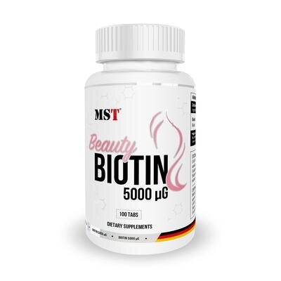 Біотин MST Nutrition Beauty Biotin 5000 мкг, 100 таблеток