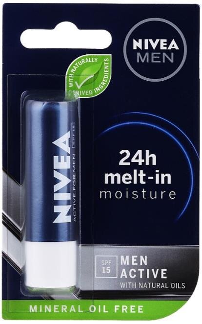 Бальзам для губ Nivea Men Active SPF15 для чоловіків, 4.8 г