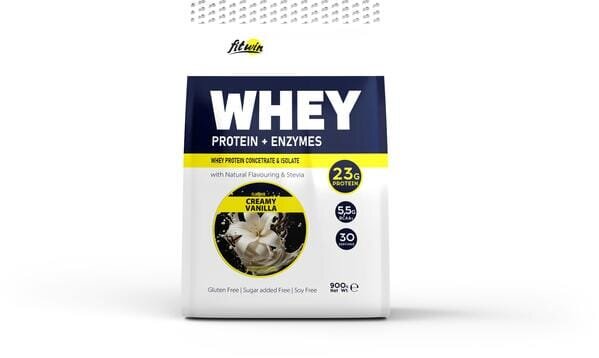 Протеїн сироватковий FitWin Whey Protein + Enzymes ваніль із вершками, 900 г