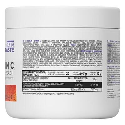 Колаген + вітамін С OstroVit Collagen + Vitamin C смак персик, 200 г