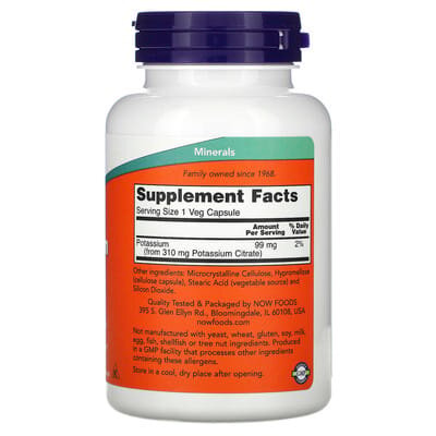 Калію цитрат NOW Potassium Citrate 99 мг вег. капсули №180
