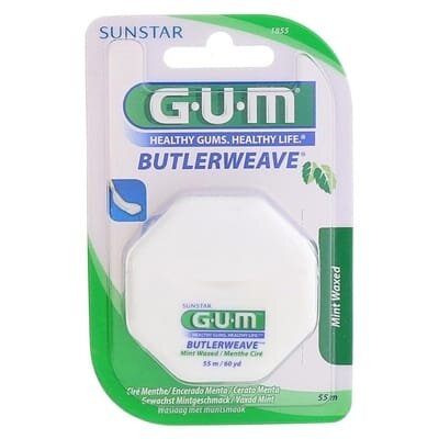 Зубна нитка GUM Sunstar ButlerWeave Floss Mint Waxed м'ятна вощена, 55 метрів