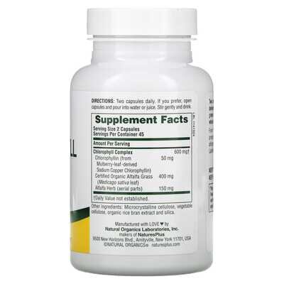 Органічний хлорофіл Nature's Plus Natural Chlorophyll, 90 капсул