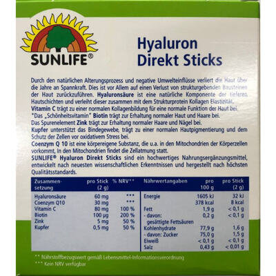 Вітаміни Sunlife Hyaluron Direkt Sticks порошок по 2 г №20 у стіках