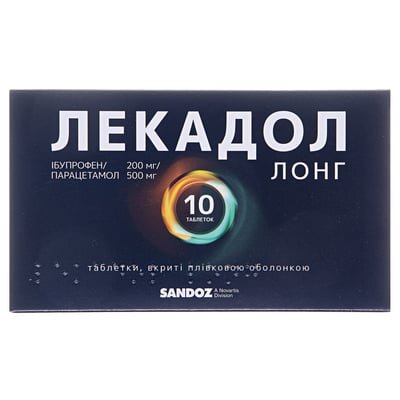 Лекадол лонг таблетки, в/плів. обол. по 200 мг/500 мг №10