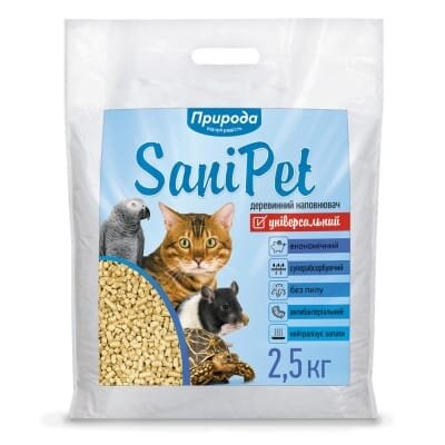 Наповнювач універсальний Природа PR740416 Sani Pet дерев'яний, 2,5 кг