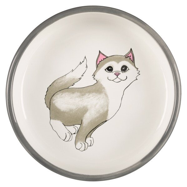 Миска для котів коротконосих порід Trixie 24784 сіра керамічна 0,3 л/15 см