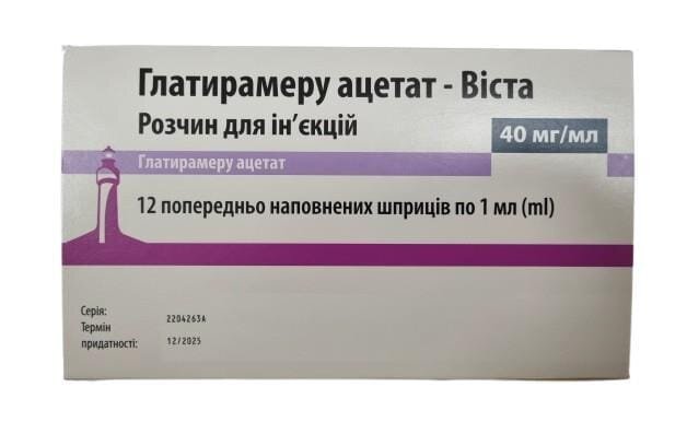Глатирамеру ацетат-Віста розчин д/ін. 40 мг/мл по 1 мл №12 у поперед. запов. шпр.