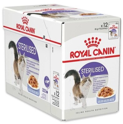 Корм вологий для стерилізованих кішок Royal Canin Sterilised Yelly від 1 року, шматочки в желе, 12 штук по 85 г