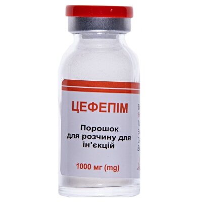 Цефепім порошок для р-ну д/ін. по 1000 мг №1 у флак.