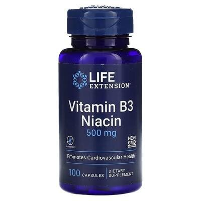 Ніацин Life Extension Niacin Vitamin B3 капсули по 500 мг №100