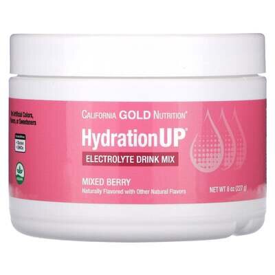 Суміш California Gold Nutrition HydrationUP для приготування напою з електролітами ягідна суміш, 227 г