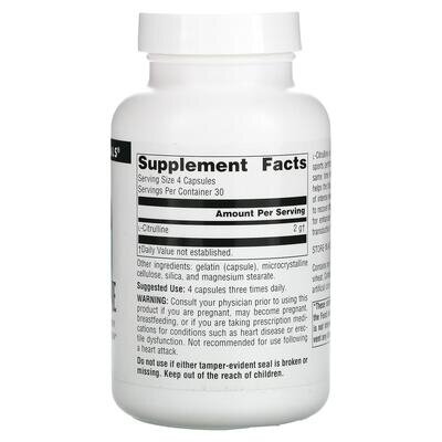 Цитрулін Source Naturals L-Citrulline 500 мг, 120 капсул