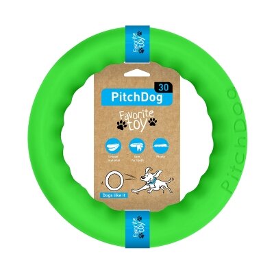 Іграшка-кільце Collar PitchDog для апортировки для собак, 28 см, салатова