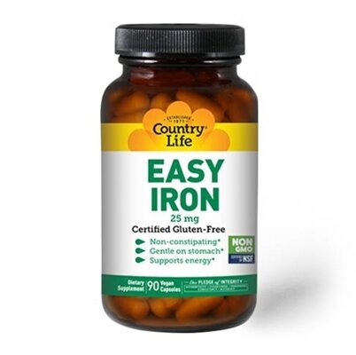 Залізо Country Life Easy Iron 25 мг, 90 капсул