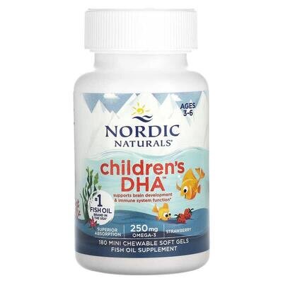 Риб'ячий жир для дітей Nordic Naturals Children's DHA 250 мг, полуниця, міні-капсули м'які №180