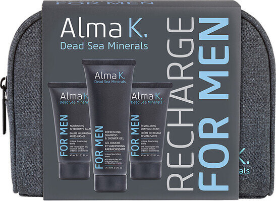 Набір Alma K. For Men Recharge дорожній (гель для душу 75 мл + крем для гоління 40 мл + бальзам після гоління 40 мл)