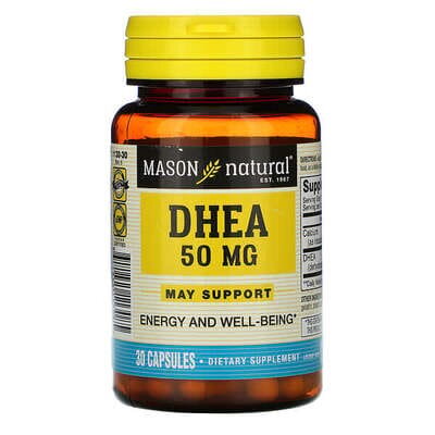 Дегідроепіандростерон 50 мг Mason Natural DHEA, 30 капсул