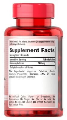 Жироспалювач Puritan's Pride Raspberry Ketones 100 мг Кетони малини, 120 капсул