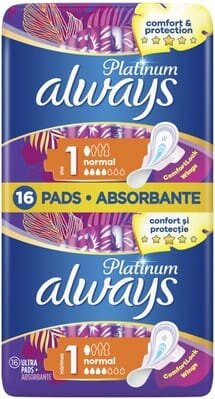 Прокладки гігієнічні Always Platinum Normal, 3 краплі, 1 розмір, 16 шт