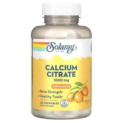 Кальцію цитрат Solaray Calcium Citrate 1000 мг смак апельсину, 60 жувальних таблеток