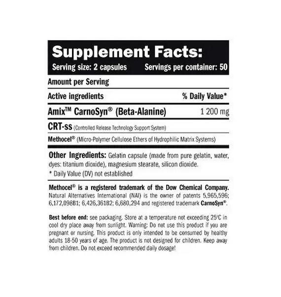 Амінокислоти Amix Nutrition Beta Alanine CarnoSyn 600 mg, 100 капсул