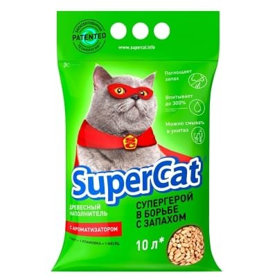 Наповнювач для туалету Collar SuperCat Стандарт дерев'яний із ароматизатором, зелений, 3 кг (10 л)