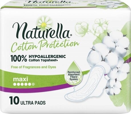 Прокладки гігієнічні Naturella Cotton Protection Ultra Maxi 5 крапель, 10 шт