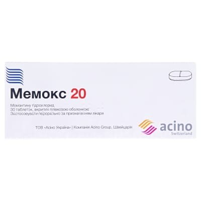 Мемокс 20 таблетки, в/плів. обол. по 20 мг №30 (10х3)