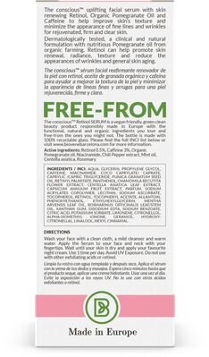 Сироватка для обличчя The Conscious проти зморшок з гранатом та ретинолом нічна для комбінованої і жирної шкіри, 30 мл