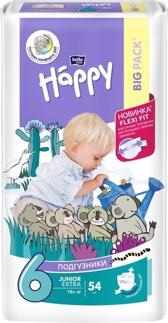 Підгузки Bella Baby Happy Junior Extra, розмір 6, 16+ кг, 54 шт