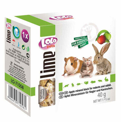 Мінеральний камінь для гризунів і кроликів Lolo Pets з яблуком, 40 г