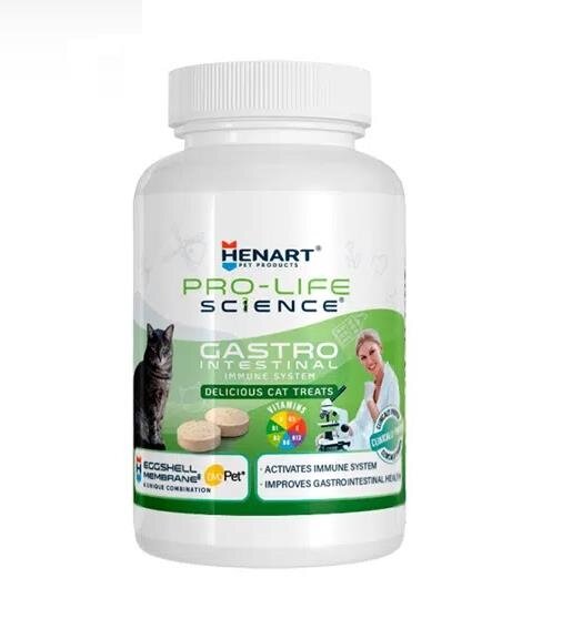 Добавка для кішок Henart Pro Life Science Gastrointestinal Tract Immune System, для імунної системи та шлунково-кишкового тракту, таблетки 75 г