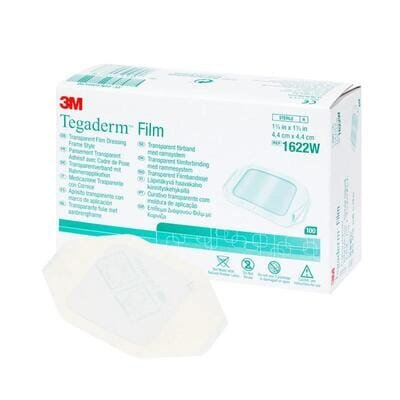 Пов’язка плівкова Tegaderm Film 1622W рамкового типу прозора, 4,4 см x 4,4 см