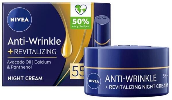 Крем для обличчя Nivea Проти зморшок + ревіталізація 55+ нічний, 50 мл