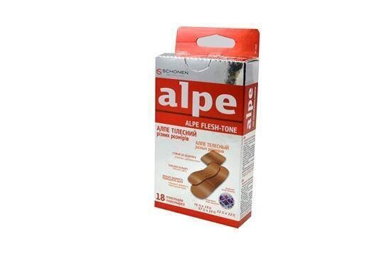 Набір пластирів медичних Alpe Flesh-Tone на тканинній основі, тілесний, різних розмірів, 18 штук
