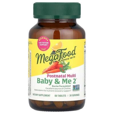 Мультивітаміни для жінок після пологів MegaFood Baby & Me 2 Postnatal Multi, 60 таблеток