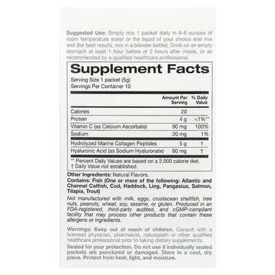 Морський колаген з гіалуроновою кислотою і вітаміном С Solumeve Hydrolyzed marine plus Vitamin C and Hyaluronic Acid, 10 пакетиків