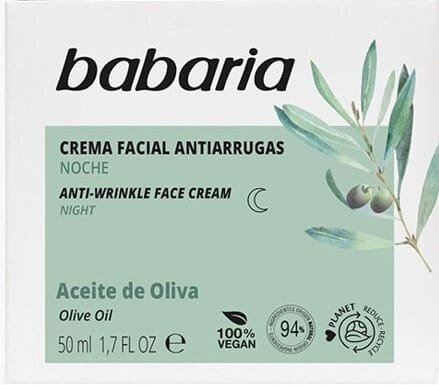 Крем для обличчя Babaria Olive Oil проти зморшок з олією оливи, 50 мл