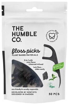 Зубна нитка-флос Humble на гострій ніжці, колір чорний, 50 штук