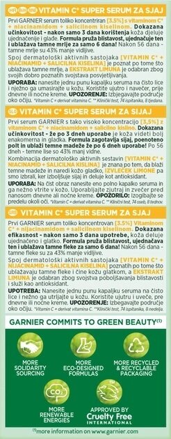 Сироватка для обличчя Garnier Skin Naturals з вітаміном С для зменшення видимості пігментних плям, вирівнювання тону та сяяння шкіри, 30 мл