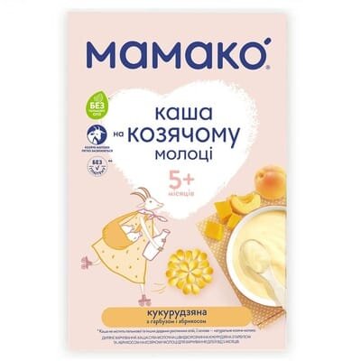Каша молочна MAMAKO кукурудзяна з гарбузом і абрикосом на козячому молоці, з 5 місяців, 200 г
