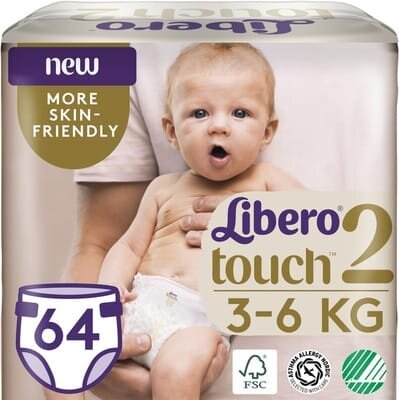 Підгузки Libero Touch розмір 2, 3-6 кг, 64 шт