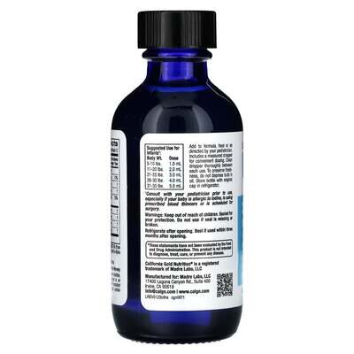 DHA для дітей омега-3 з вітаміном D3 California Gold Nutrition Baby's DHA 1050 мг, 59 мл