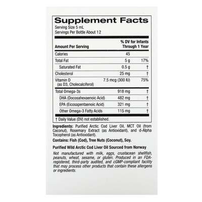 DHA для дітей омега-3 з вітаміном D3 California Gold Nutrition Baby's DHA 1050 мг, 59 мл