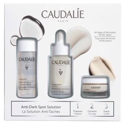 Набір Caudalie Vinoperfect Set (Сироватка для обличчя 30мл, Денний крем для обличчя 15мл, Концентрована есенція для обличчя 50мл)